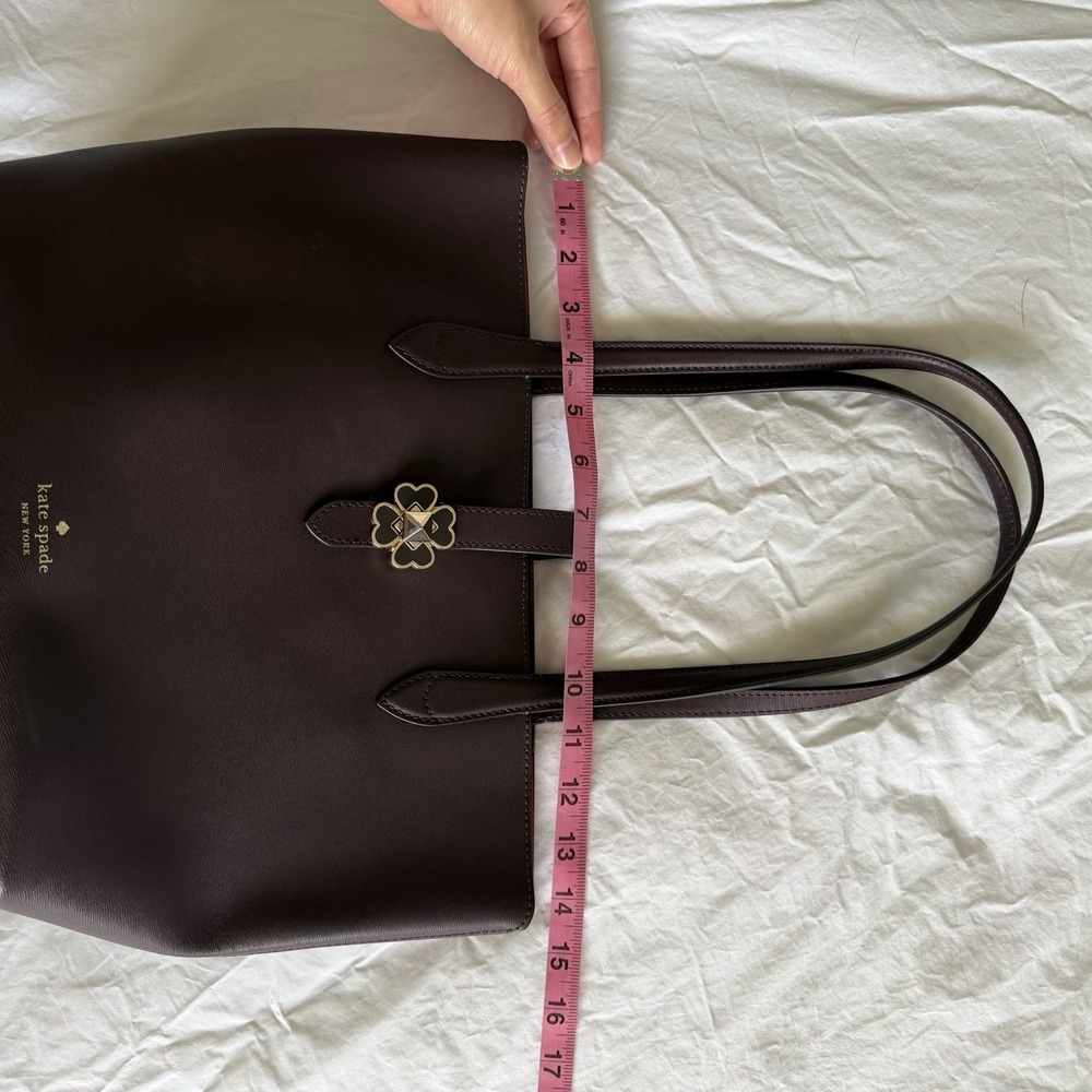 Kate Spade Kaci Medium Clover Tote - Chocolate Cherry Exterior, Red Inside - Picture 5 of 10